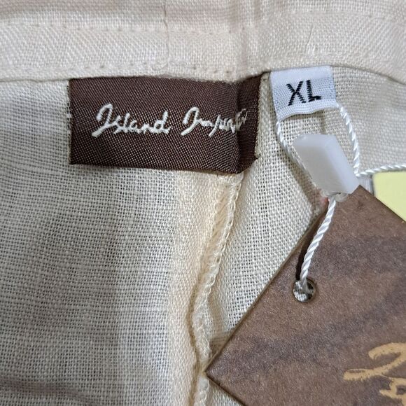 Island Importer Linen Boho Summer Drawstring Cargo Shorts XL Natural/Cream NWT - Picture 5 of 14